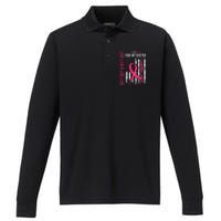 Her Fight Is My Fight I Wear Pink Sister Breast Cancer Flag Performance Long Sleeve Polo