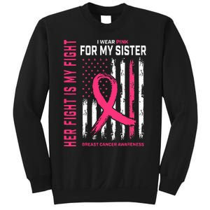 Her Fight Is My Fight I Wear Pink Sister Breast Cancer Flag Sweatshirt