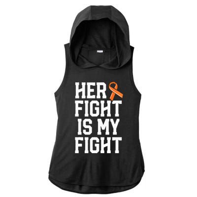 Her Fight Is My Fight Leukemia Cancer Husband Ladies PosiCharge Tri-Blend Wicking Draft Hoodie Tank