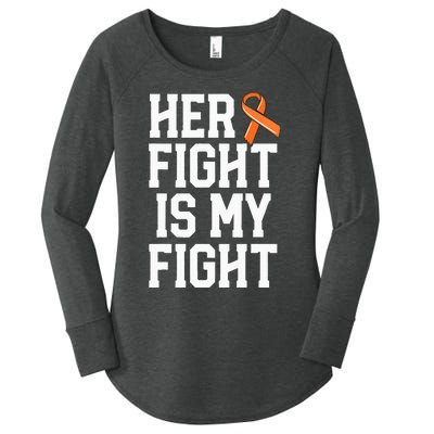 Her Fight Is My Fight Leukemia Cancer Husband Women's Perfect Tri Tunic Long Sleeve Shirt