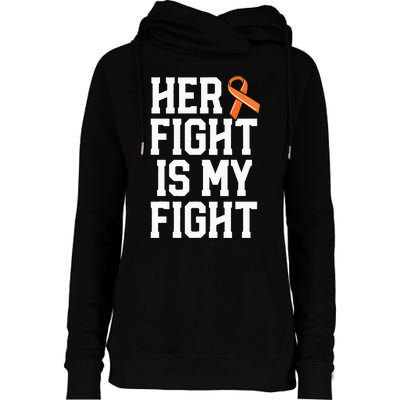 Her Fight Is My Fight Leukemia Cancer Husband Womens Funnel Neck Pullover Hood