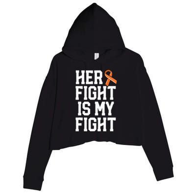 Her Fight Is My Fight Leukemia Cancer Husband Crop Fleece Hoodie