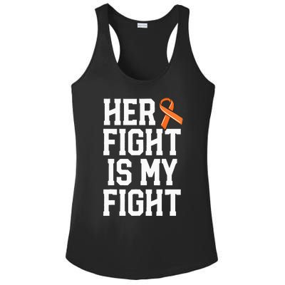 Her Fight Is My Fight Leukemia Cancer Husband Ladies PosiCharge Competitor Racerback Tank