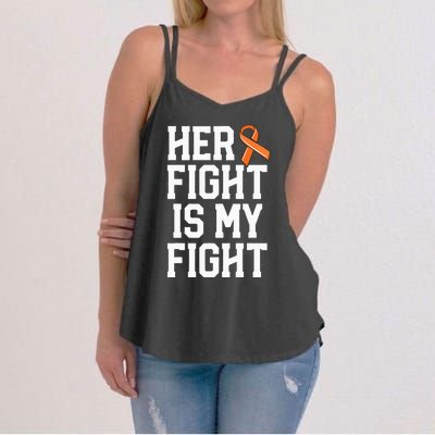 Her Fight Is My Fight Leukemia Cancer Husband Women's Strappy Tank