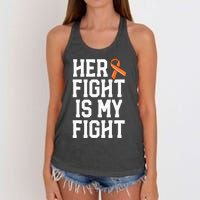 Her Fight Is My Fight Leukemia Cancer Husband Women's Knotted Racerback Tank