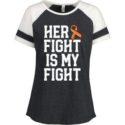 Her Fight Is My Fight Leukemia Cancer Husband Enza Ladies Jersey Colorblock Tee