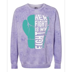 Her Fight Is My Fight Sexual Assault Awareness Boxing Glove Colorblast Crewneck Sweatshirt