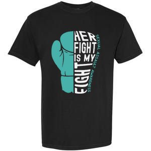 Her Fight Is My Fight Sexual Assault Awareness Boxing Glove Garment-Dyed Heavyweight T-Shirt