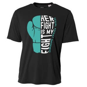 Her Fight Is My Fight Sexual Assault Awareness Boxing Glove Cooling Performance Crew T-Shirt