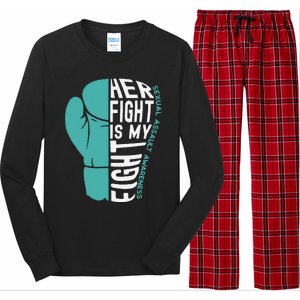 Her Fight Is My Fight Sexual Assault Awareness Boxing Glove Long Sleeve Pajama Set