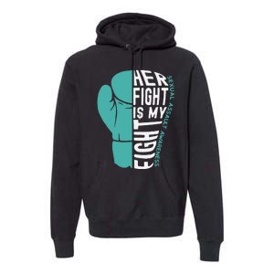 Her Fight Is My Fight Sexual Assault Awareness Boxing Glove Premium Hoodie