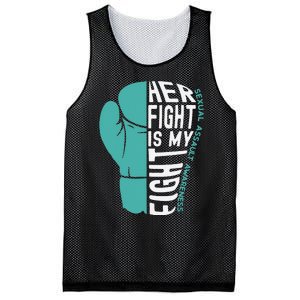 Her Fight Is My Fight Sexual Assault Awareness Boxing Glove Mesh Reversible Basketball Jersey Tank