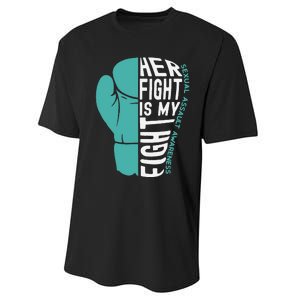 Her Fight Is My Fight Sexual Assault Awareness Boxing Glove Performance Sprint T-Shirt