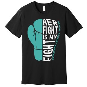 Her Fight Is My Fight Sexual Assault Awareness Boxing Glove Premium T-Shirt