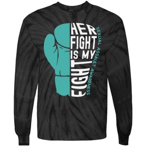 Her Fight Is My Fight Sexual Assault Awareness Boxing Glove Tie-Dye Long Sleeve Shirt