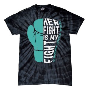 Her Fight Is My Fight Sexual Assault Awareness Boxing Glove Tie-Dye T-Shirt