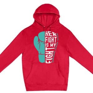 Her Fight Is My Fight Sexual Assault Awareness Boxing Glove Premium Pullover Hoodie