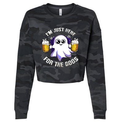 Halloween Funny I'm Just Here For The Boos Cropped Pullover Crew