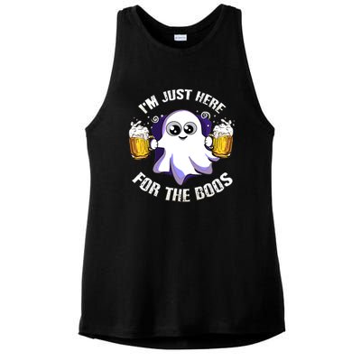 Halloween Funny I'm Just Here For The Boos Ladies PosiCharge Tri-Blend Wicking Tank