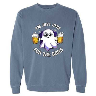 Halloween Funny I'm Just Here For The Boos Garment-Dyed Sweatshirt