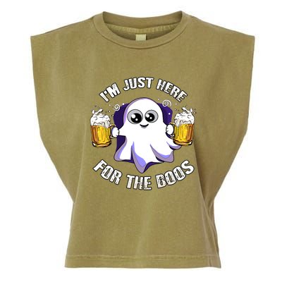 Halloween Funny I'm Just Here For The Boos Garment-Dyed Women's Muscle Tee