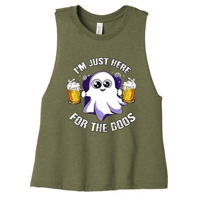 Halloween Funny I'm Just Here For The Boos Women's Racerback Cropped Tank