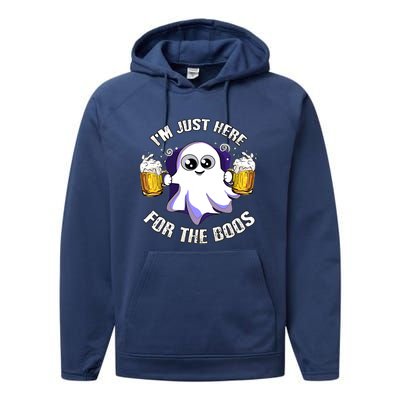 Halloween Funny I'm Just Here For The Boos Performance Fleece Hoodie