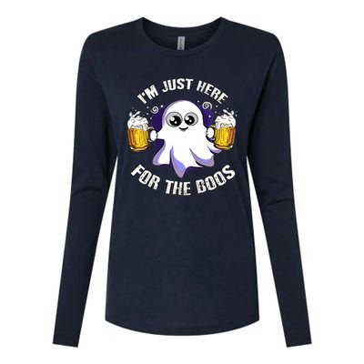 Halloween Funny I'm Just Here For The Boos Womens Cotton Relaxed Long Sleeve T-Shirt