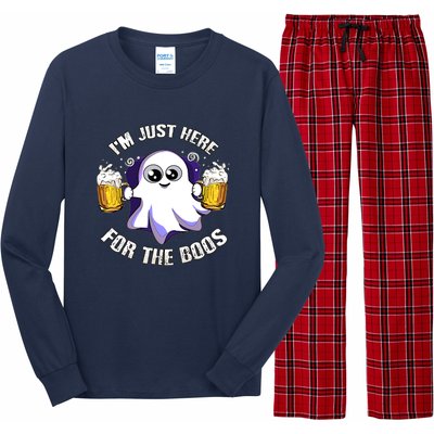 Halloween Funny I'm Just Here For The Boos Long Sleeve Pajama Set