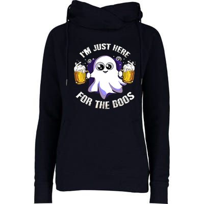 Halloween Funny I'm Just Here For The Boos Womens Funnel Neck Pullover Hood