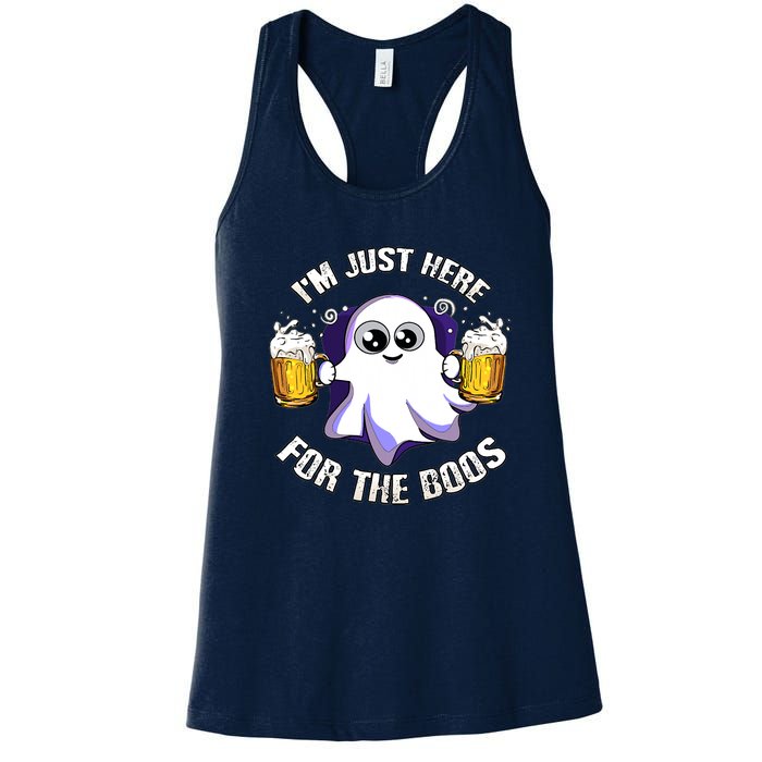 Halloween Funny I'm Just Here For The Boos Women's Racerback Tank