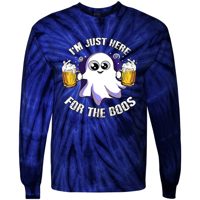 Halloween Funny I'm Just Here For The Boos Tie-Dye Long Sleeve Shirt