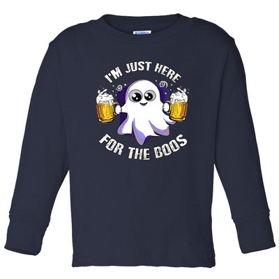 Halloween Funny I'm Just Here For The Boos Toddler Long Sleeve Shirt