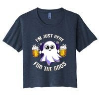 Halloween Funny I'm Just Here For The Boos Women's Crop Top Tee