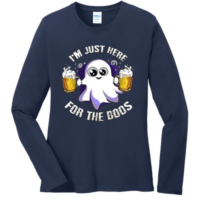 Halloween Funny I'm Just Here For The Boos Ladies Long Sleeve Shirt