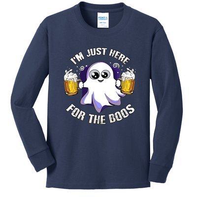 Halloween Funny I'm Just Here For The Boos Kids Long Sleeve Shirt