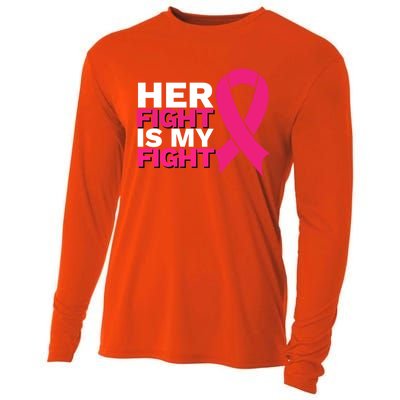 Her Fight Is My Fight Breast Cancer Awareness Family Support Great Gift Cooling Performance Long Sleeve Crew