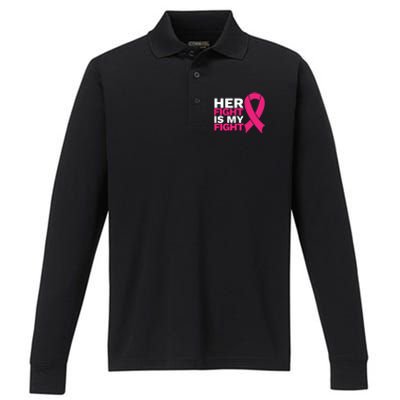 Her Fight Is My Fight Breast Cancer Awareness Family Support Great Gift Performance Long Sleeve Polo