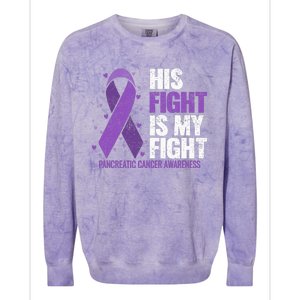 His Fight is my Fight Pancreatic Cancer Awareness  Colorblast Crewneck Sweatshirt