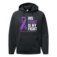 His Fight is my Fight Pancreatic Cancer Awareness  Performance Fleece Hoodie