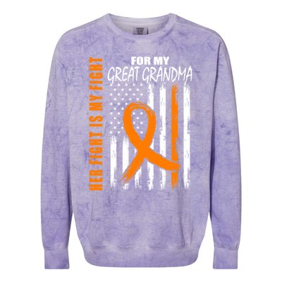 Her Fight Is My Fight Great Grandma Ney Cancer Usa Flag Cool Gift Colorblast Crewneck Sweatshirt