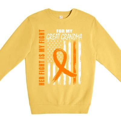 Her Fight Is My Fight Great Grandma Ney Cancer Usa Flag Cool Gift Premium Crewneck Sweatshirt