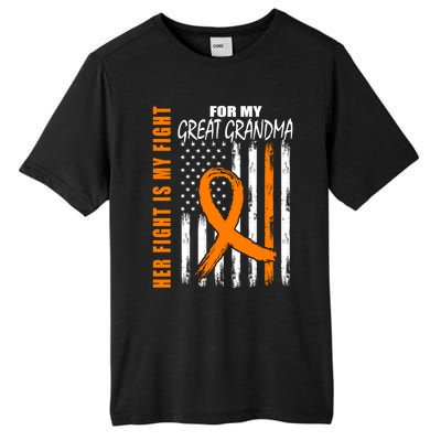 Her Fight Is My Fight Great Grandma Ney Cancer Usa Flag Cool Gift Tall Fusion ChromaSoft Performance T-Shirt