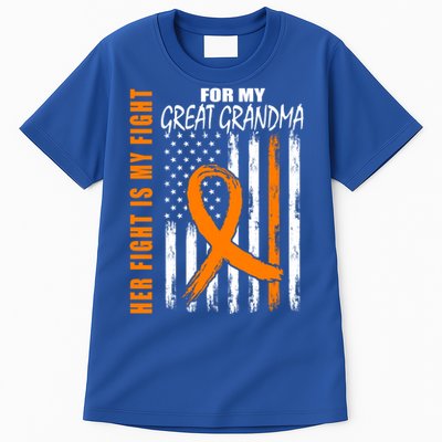 Her Fight Is My Fight Great Grandma Ney Cancer Usa Flag Cool Gift Tall T-Shirt