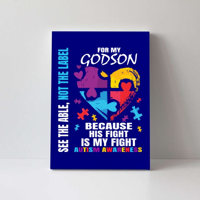 His Fight Is My Fight Blue Godson Autism Awareness Godmother Gift Canvas