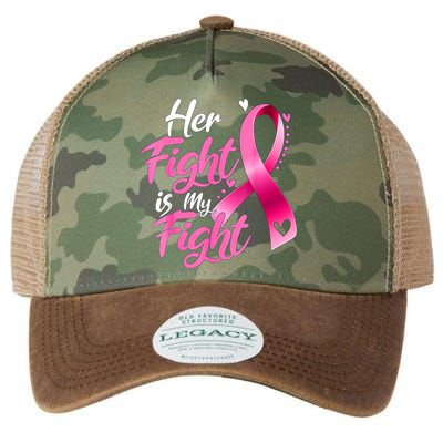 Her Fight Is My Fight Breast Cancer Awareness Family Support Legacy Tie Dye Trucker Hat