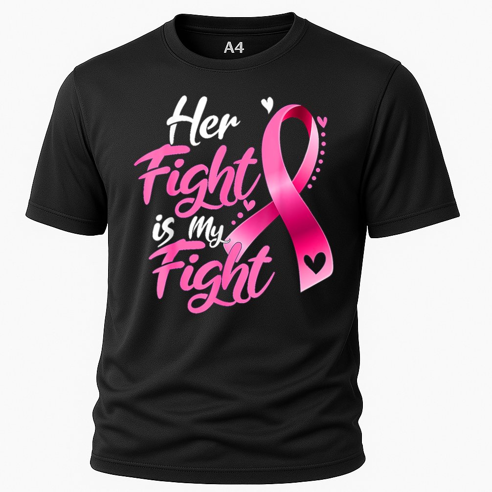 Her Fight Is My Fight Breast Cancer Awareness Family Support Cooling Performance Crew T-Shirt