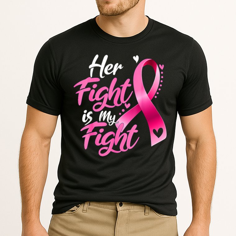 Her Fight Is My Fight Breast Cancer Awareness Family Support Cooling Performance Crew T-Shirt
