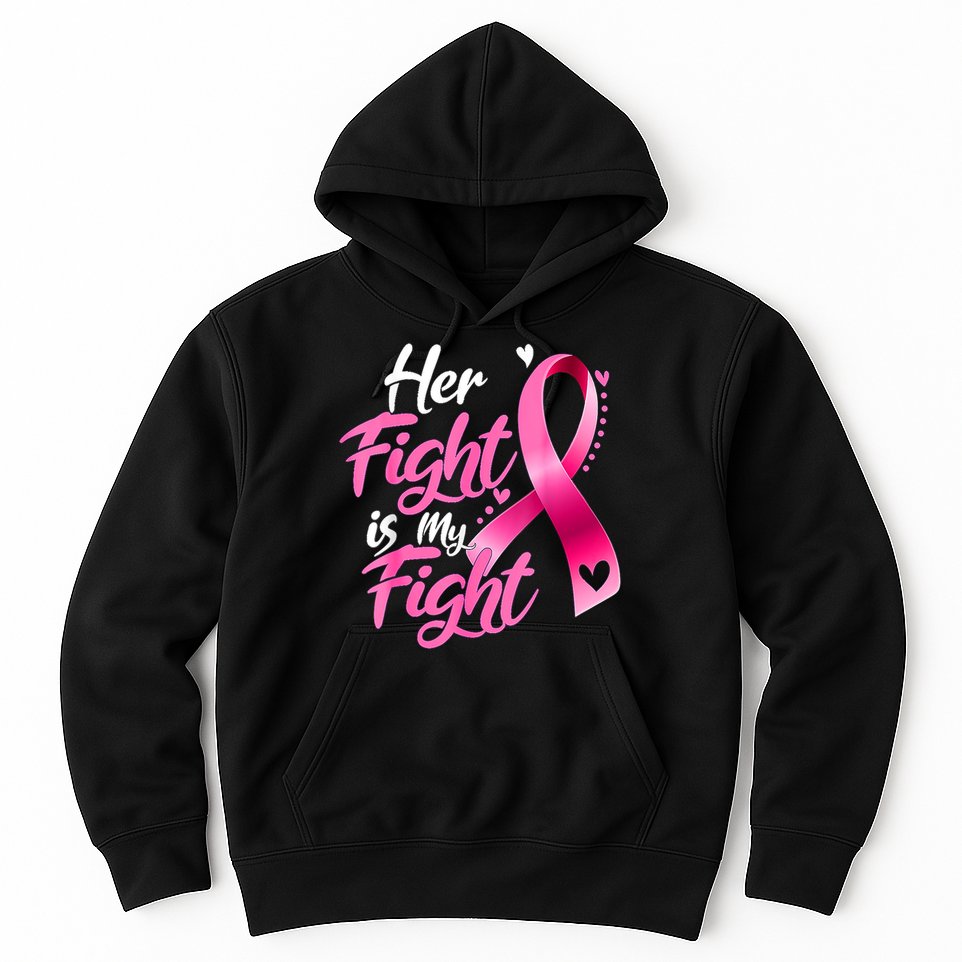 Her Fight Is My Fight Breast Cancer Awareness Family Support Hoodie