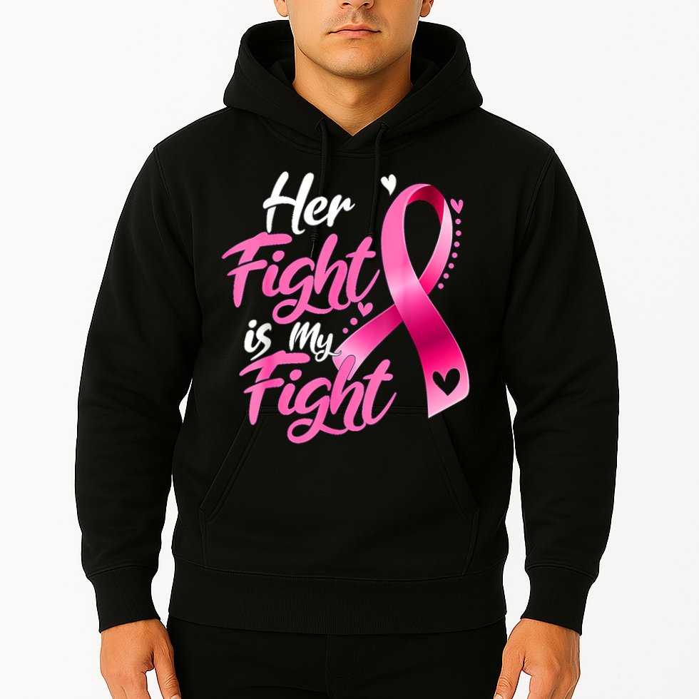 Her Fight Is My Fight Breast Cancer Awareness Family Support Hoodie